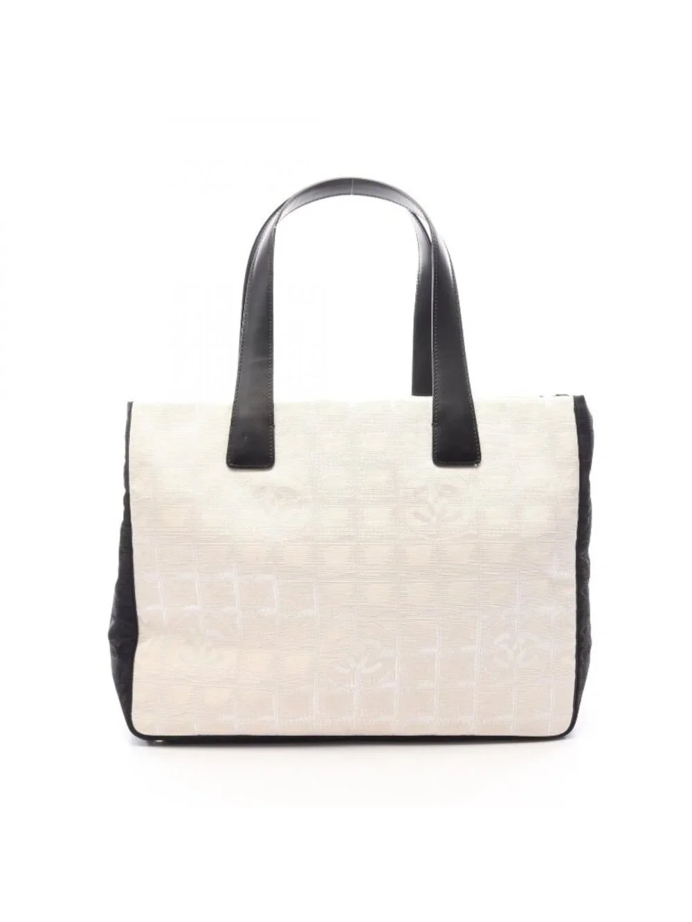 Chanel Tote Bag New Travel Line MM White Black Leather MM